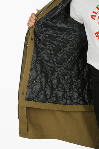 Printed Padded TEMPERA SCRIPT Parka With Drawstrings