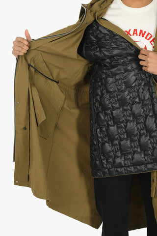 Printed Padded TEMPERA SCRIPT Parka With Drawstrings