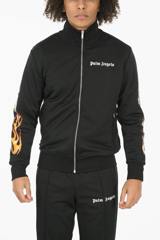 Glittered Print EXCL FLAMES TRACK Zipped Sweatshirt