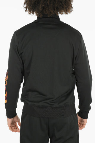 Glittered Print EXCL FLAMES TRACK Zipped Sweatshirt