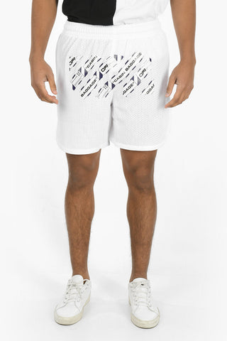Printed AIRPORT TAPE MESH Shorts With Drawsrtings