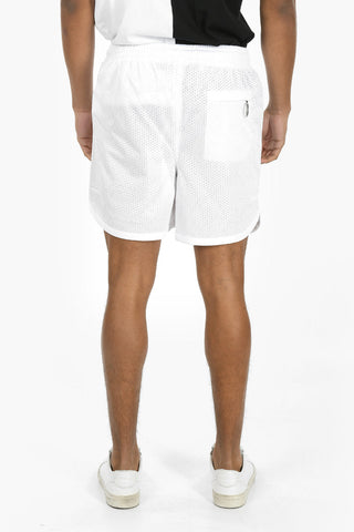 Printed AIRPORT TAPE MESH Shorts With Drawsrtings