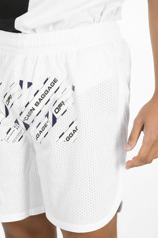 Printed AIRPORT TAPE MESH Shorts With Drawsrtings