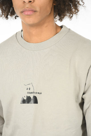 Crewneck Printed GHOST Brushed Cotton Sweatshirt