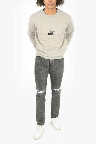 Crewneck Printed GHOST Brushed Cotton Sweatshirt