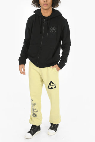 Felpa Con Chiusura Zip E Cappuccio OFF CROSS In Cotone Garzato Con Strass
