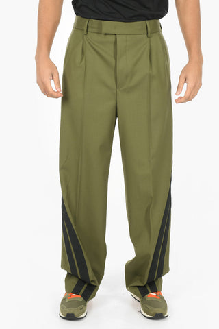 Pantalone In Misto Lana Con Bande Laterali A Contrasto