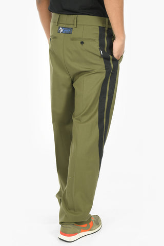 Pantalone In Misto Lana Con Bande Laterali A Contrasto