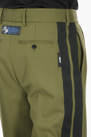 Pantalone In Misto Lana Con Bande Laterali A Contrasto