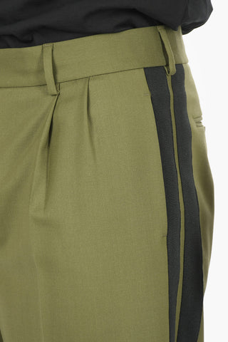 Pantalone In Misto Lana Con Bande Laterali A Contrasto