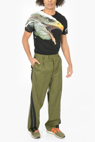 Pantalone In Misto Lana Con Bande Laterali A Contrasto