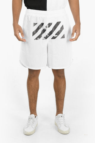 Printed CARAVAGGIO SQUARE MESH Shorts With Drawstrings