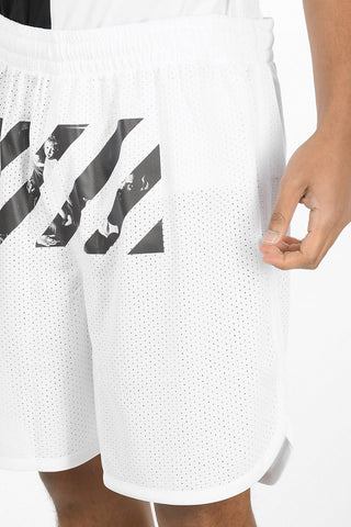 Printed CARAVAGGIO SQUARE MESH Shorts With Drawstrings