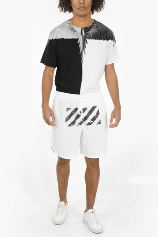 Printed CARAVAGGIO SQUARE MESH Shorts With Drawstrings