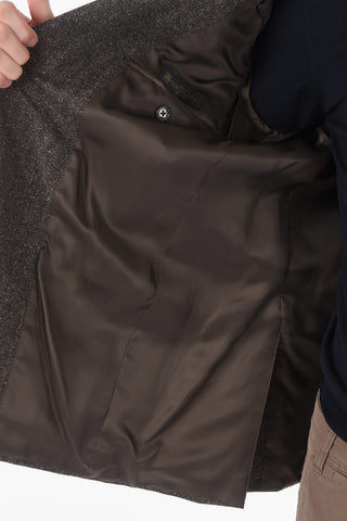 Giacca Elegante in Lana con Spacco Laterale e Tasche Cucite