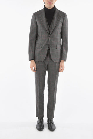 CC COLLECTION Glen-checkered RETAILORED Lined Suit with Notch Lapel