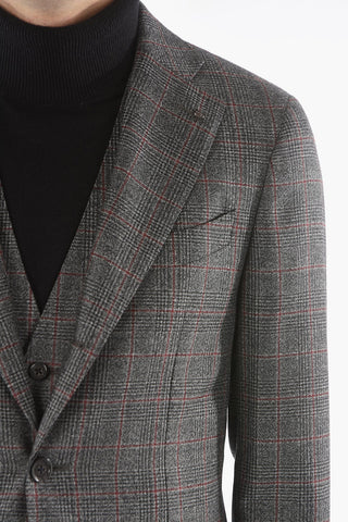 CC COLLECTION Glen-checkered RETAILORED Lined Suit with Notch Lapel