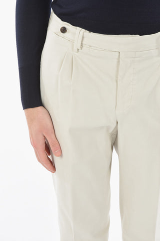 Pantaloni Chino in Twill di Cotone a Doppia Pince