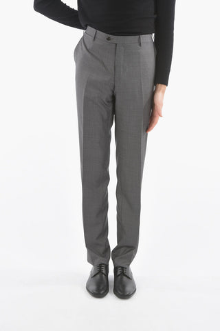 Virgin Wool Pincheck Chino Pants