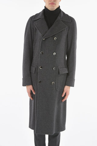 Halflined Double Breasted Wool Blend Coat