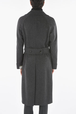 Halflined Double Breasted Wool Blend Coat