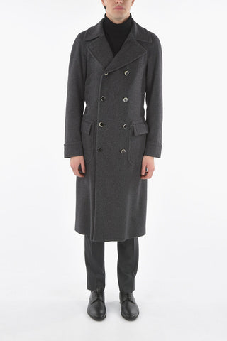 Halflined Double Breasted Wool Blend Coat