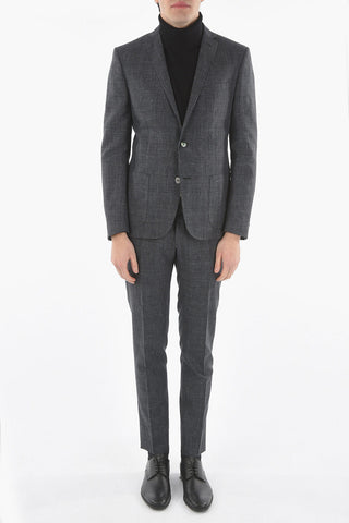 CC COLLECTION Lined Single Breasted Linen Blend Suit