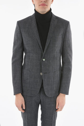CC COLLECTION Lined Single Breasted Linen Blend Suit