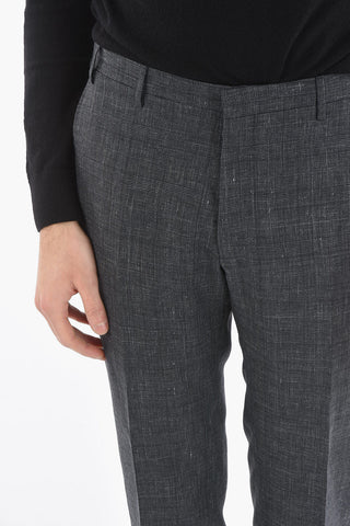 CC COLLECTION Lined Single Breasted Linen Blend Suit
