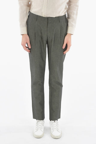 Pantaloni in Misto Lino e Seta a Una Pince