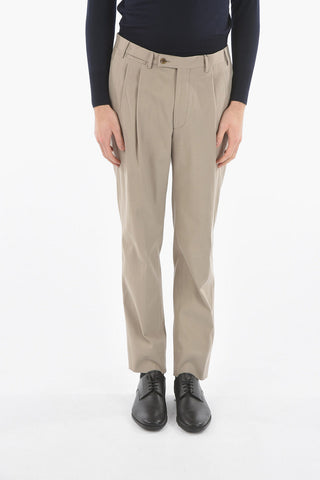 Cotton and Cashmere Twill Pants with Pleat