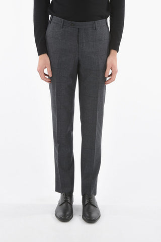 ID COLLECTION Windowpane Check Casual Trousers