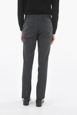ID COLLECTION Windowpane Check Casual Trousers
