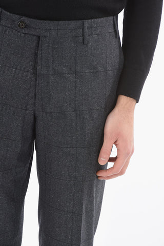 ID COLLECTION Windowpane Check Casual Trousers