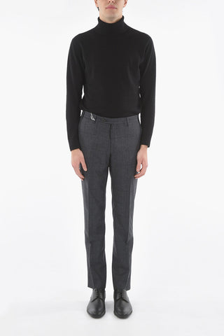 ID COLLECTION Windowpane Check Casual Trousers