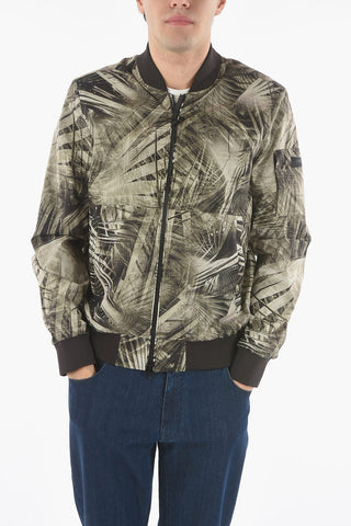 Bomber a Fantasia Vegetale con Chiusura Zip