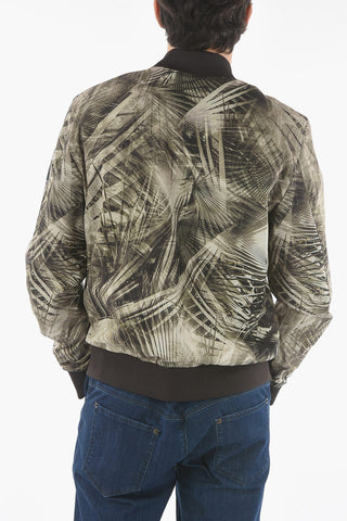 Bomber a Fantasia Vegetale con Chiusura Zip