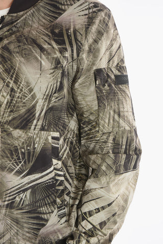 Bomber a Fantasia Vegetale con Chiusura Zip