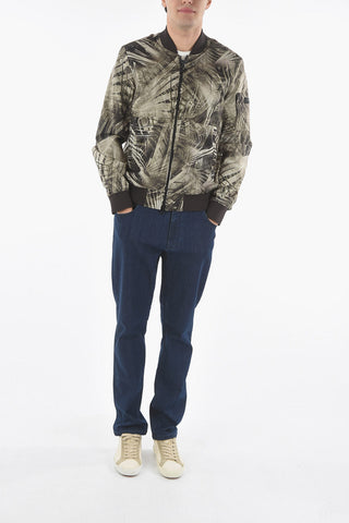 Bomber a Fantasia Vegetale con Chiusura Zip