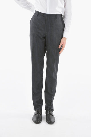 Pantaloni Chino In Lana Vergine A Righe