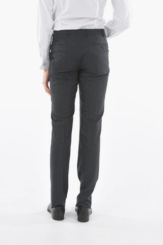 Pantaloni Chino In Lana Vergine A Righe
