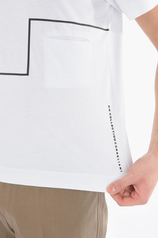 CC COLLECTION Contrasting Printed Crew-neck T-Shirt with Breast Pocket
