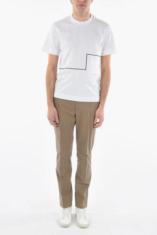 CC COLLECTION Contrasting Printed Crew-neck T-Shirt with Breast Pocket