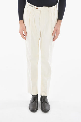 Pantaloni in Twill di Cotone con Doppia Pience