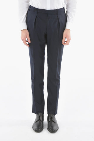 Pantalone Elegante in Lana con Tasca a Toppa Verticale