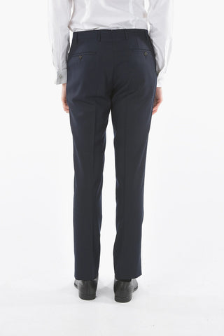 Pantalone Elegante in Lana con Tasca a Toppa Verticale