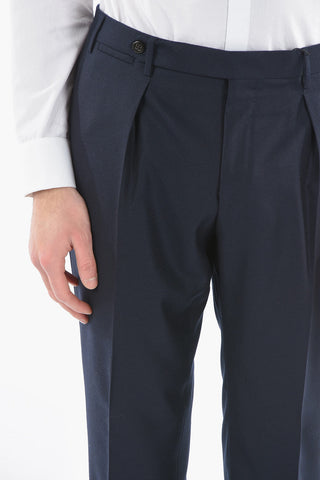 Pantalone Elegante in Lana con Tasca a Toppa Verticale