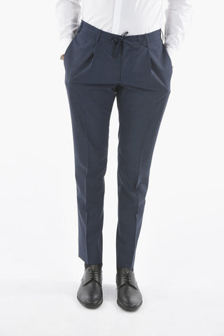 Elegant Wool Trousers with Pleat and Central Zip