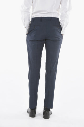 Elegant Wool Trousers with Pleat and Central Zip