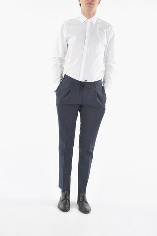 Elegant Wool Trousers with Pleat and Central Zip